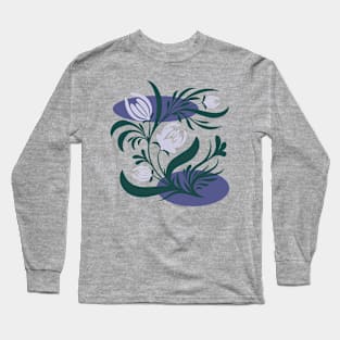 Folk floral print . Abstract flowers art , poster. Long Sleeve T-Shirt